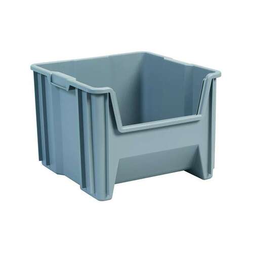 75 lb Gray Industrial Grade Polymer Stacking Storage Bin - 17 1/2" Length - 16 1/2" Width - 12 1/2" Height - 1 Compartments