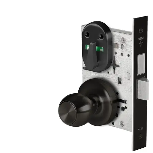 Grade 1 Dormitory Mortise Lock, Double Visual Indicator, 4 Knob, R Rose, SFIC Housing Less Core, Matte Black Finish, Field Reversible Matte Black