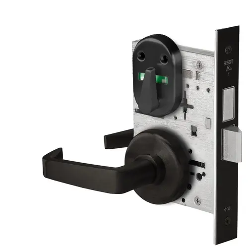 Grade 1 Privacy Mortise Lock, Visual Thumbturn Indicator, 15 Lever, H Rose, Non-Keyed, Matte Black Finish, Field Reversible Matte Black