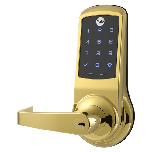 Cylindrical Lock with Keypad Trim Bright Brass