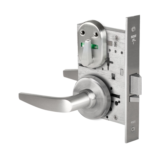 Grade 1 Office Mortise Lock, Double Visual Indicator, 16 Lever, H Rose, SFIC Housing Less Core, Satin Stainless Steel Finish, Field Reversible Satin Stainless Steel