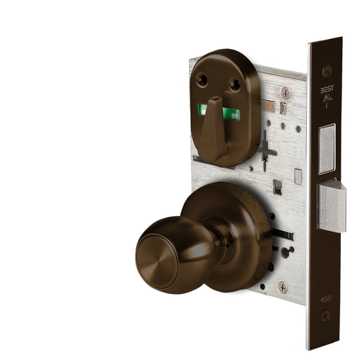 Grade 1 Dormitory Mortise Lock, Visual Thumbturn Indicator, 4 Knob, R Rose, SFIC Housing Less Core, Oil-Rubbed Bronze Finish, Field Reversible Oil-Rubbed Bronze