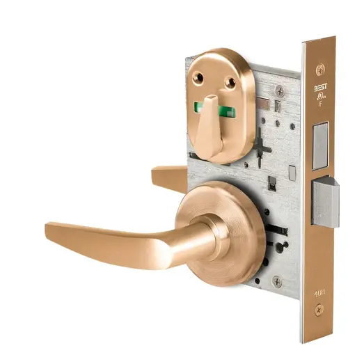 Grade 1 Privacy Mortise Lock, Double Visual Indicator, 16 Lever, H Rose, Non-Keyed, Satin Bronze Finish, Field Reversible Satin Bronze