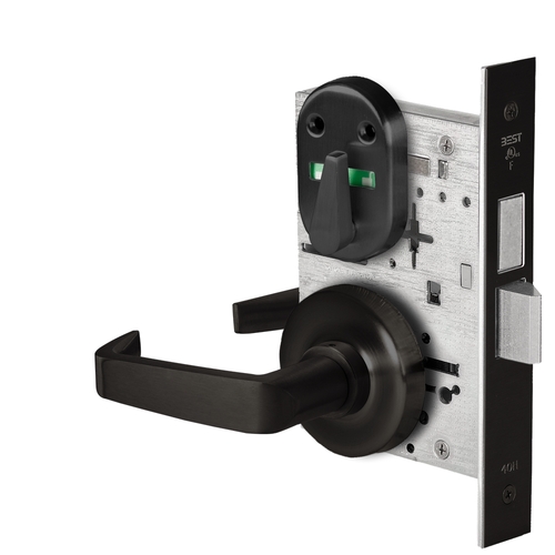 Grade 1 Dormitory Mortise Lock, Double Visual Indicator, 15 Lever, R Rose, SFIC Housing Less Core, Matte Black Finish, Field Reversible Matte Black