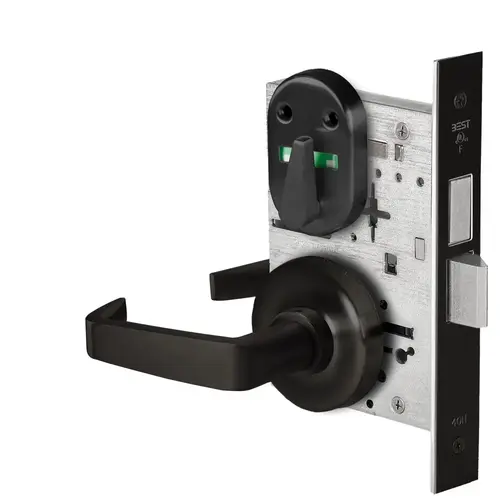 Grade 1 Privacy Mortise Lock, Double Visual Indicator, 15 Lever, R Rose, Non-Keyed, Matte Black Finish, Field Reversible Matte Black