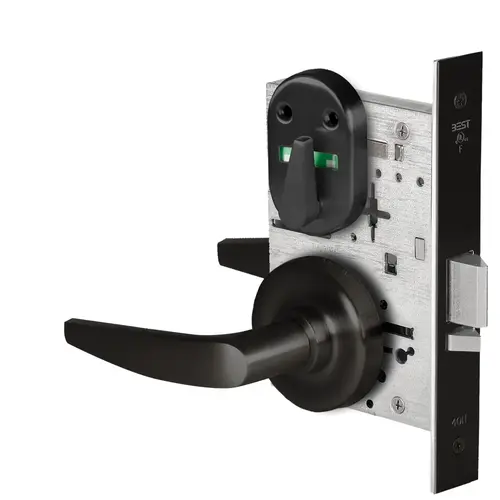 Grade 1 Office Mortise Lock, Double Visual Indicator, 16 Lever, R Rose, SFIC Housing Less Core, Matte Black Finish, Field Reversible Matte Black