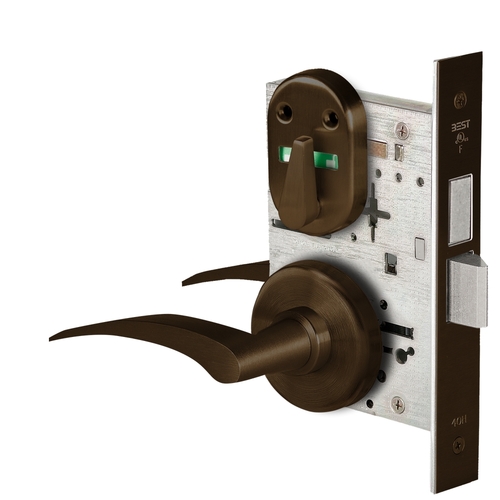 Grade 1 Privacy Mortise Lock, Double Visual Indicator, 17R Lever, H Rose, Non-Keyed, Dark Bronze Finish, Field Reversible Dark Bronze