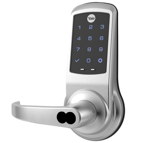 Pacific Beach Lever NexTouch Key Override Capacitive Touchscreen No Radio Lockset with Small Format Interchangeable Core Prep US26D (626) Satin Chrome Finish