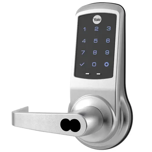 Nextouch Keypad Cylindrical Lock, Capacitive Touchscreen, Augusta Lever, Cylinder Override, Z-Wave Wireless, SFIC Prep Less Core, Satin Chrome Satin Chrome