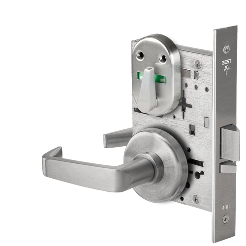 Grade 1 Office Mortise Lock, Double Visual Indicator, 15 Lever, H Rose, SFIC Housing Less Core, Satin Stainless Steel Finish, Field Reversible Satin Stainless Steel