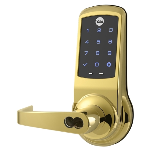 Cylindrical Lock with Keypad Trim Bright Brass