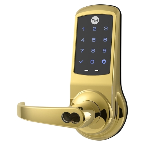 Cylindrical Lock with Keypad Trim Bright Brass