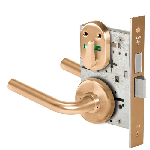 Grade 1 Privacy Mortise Lock, Double Visual Indicator, 12 Lever, H Rose, Non-Keyed, Satin Bronze Finish, Field Reversible Satin Bronze