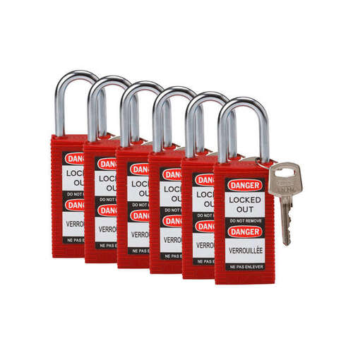 Brady 51339 Lockout Padlock Fiberglass Red PK 6 for sale online 