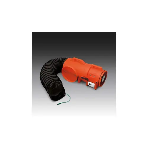 Allegro Industries, Inc 9538-25 Axial AC Explosion-Proof (EX) Plastic Blower, 1/3 hp, 115 V, 8 in Blower w/Canister and 25 ft Ducting Orange