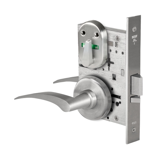 Grade 1 Office Mortise Lock, Visual Thumbturn Indicator, 17R Lever, H Rose, SFIC Housing Less Core, Satin Chrome Finish, Field Reversible Satin Chrome