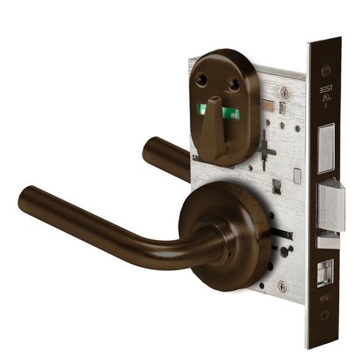 Grade 1 Office Mortise Lock, Visual Thumbturn Indicator, 12 Lever, R Rose, SFIC Housing Less Core, Oil-Rubbed Bronze Finish, Field Reversible Oil-Rubbed Bronze