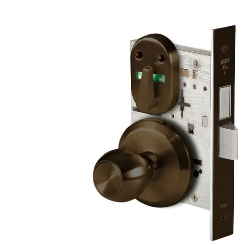 Grade 1 Privacy Mortise Lock, Visual Thumbturn Indicator, 4 Knob, S Rose, Non-Keyed, Oil-Rubbed Bronze Finish, Field Reversible Oil-Rubbed Bronze