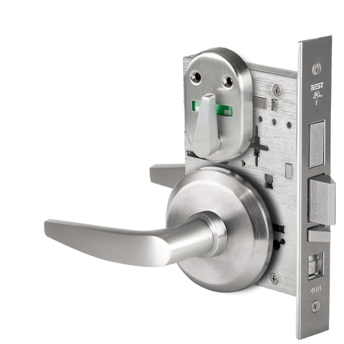 Grade 1 Office Mortise Lock, Visual Thumbturn Indicator, 16 Lever, S Rose, SFIC Housing Less Core, Satin Chrome Finish, Field Reversible Satin Chrome