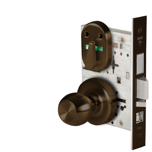 Grade 1 Office Mortise Lock, Double Visual Indicator, 4 Knob, R Rose, SFIC Housing Less Core, Oil-Rubbed Bronze Finish, Field Reversible Oil-Rubbed Bronze