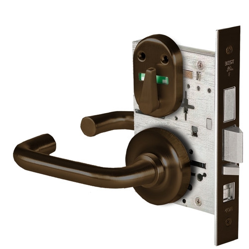 Grade 1 Office Mortise Lock, Visual Thumbturn Indicator, 3 Lever, R Rose, SFIC Housing Less Core, Oil-Rubbed Bronze Finish, Field Reversible Oil-Rubbed Bronze
