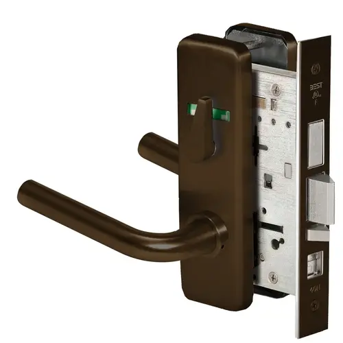 Grade 1 Office Mortise Lock, Double Visual Indicator, 12 Lever, J Escutcheon, SFIC Housing Less Core, Oil-Rubbed Bronze Finish, Field Reversible Oil-Rubbed Bronze