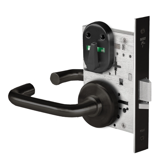 Grade 1 Office Mortise Lock, Double Visual Indicator, 3 Lever, H Rose, SFIC Housing Less Core, Matte Black Finish, Field Reversible Matte Black