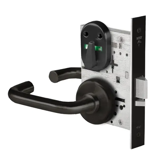 Grade 1 Office Mortise Lock, Visual Thumbturn Indicator, 3 Lever, H Rose, SFIC Housing Less Core, Matte Black Finish, Field Reversible Matte Black