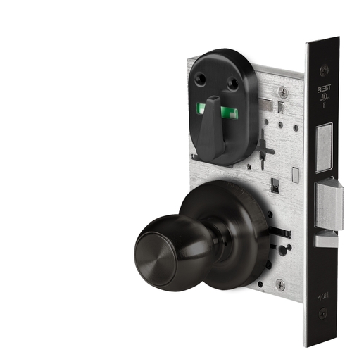 Grade 1 Dormitory Mortise Lock, Double Visual Indicator, 4 Knob, R Rose, SFIC Housing Less Core, Matte Black Finish, Field Reversible Matte Black