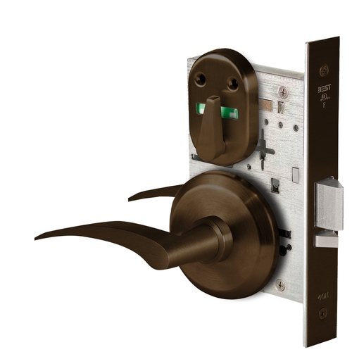 Grade 1 Office Mortise Lock, Visual Thumbturn Indicator, 17R Lever, S Rose, SFIC Housing Less Core, Oil-Rubbed Bronze Finish, Field Reversible Oil-Rubbed Bronze