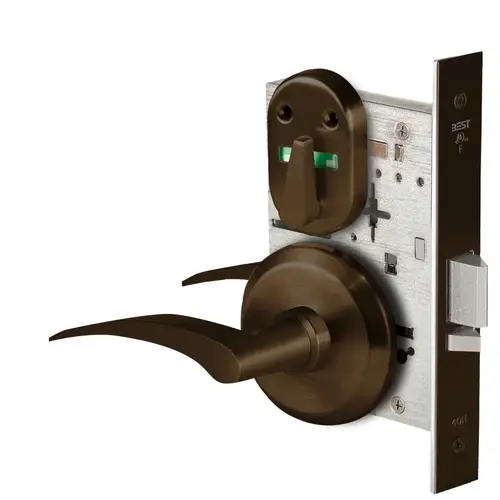 Grade 1 Office Mortise Lock, Visual Thumbturn Indicator, 17L Lever, S Rose, SFIC Housing Less Core, Oil-Rubbed Bronze Finish, Field Reversible Oil-Rubbed Bronze