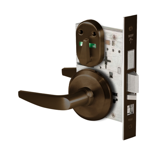 Grade 1 Office Mortise Lock, Visual Thumbturn Indicator, 16 Lever, S Rose, SFIC Housing Less Core, Oil-Rubbed Bronze Finish, Field Reversible Oil-Rubbed Bronze