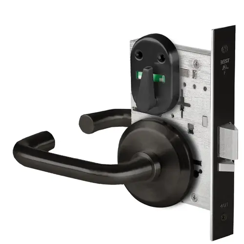 Grade 1 Office Mortise Lock, Visual Thumbturn Indicator, 3 Lever, S Rose, SFIC Housing Less Core, Matte Black Finish, Field Reversible Matte Black