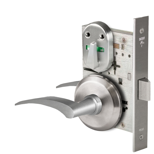 Grade 1 Privacy Mortise Lock, Visual Thumbturn Indicator, 17L Lever, S Rose, Non-Keyed, Satin Chrome Finish, Field Reversible Satin Chrome