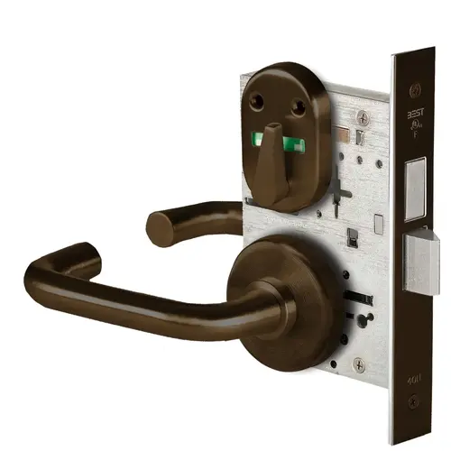 Grade 1 Privacy Mortise Lock, Double Visual Indicator, 3 Lever, H Rose, Non-Keyed, Oil-Rubbed Bronze Finish, Field Reversible Oil-Rubbed Bronze