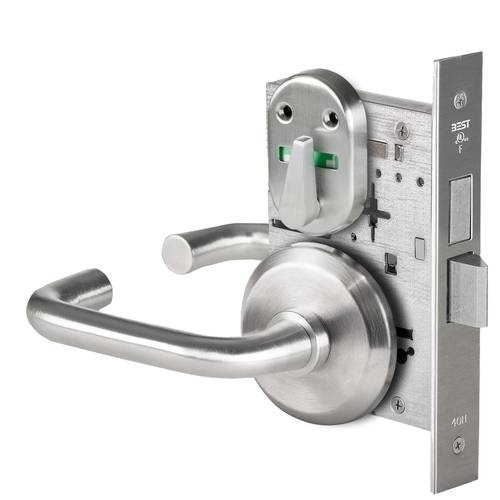 Grade 1 Privacy Mortise Lock, Visual Thumbturn Indicator, 3 Lever, S Rose, Non-Keyed, Satin Chrome Finish, Field Reversible Satin Chrome