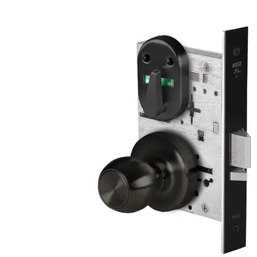 Grade 1 Office Mortise Lock, Double Visual Indicator, 4 Knob, R Rose, SFIC Housing Less Core, Matte Black Finish, Field Reversible Matte Black