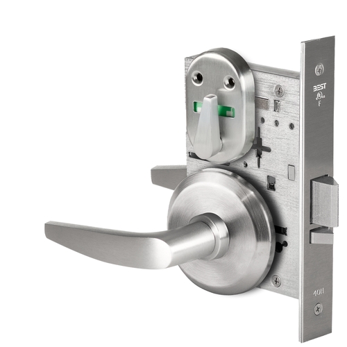 Grade 1 Office Mortise Lock, Visual Thumbturn Indicator, 16 Lever, S Rose, SFIC Housing Less Core, Satin Chrome Finish, Field Reversible Satin Chrome