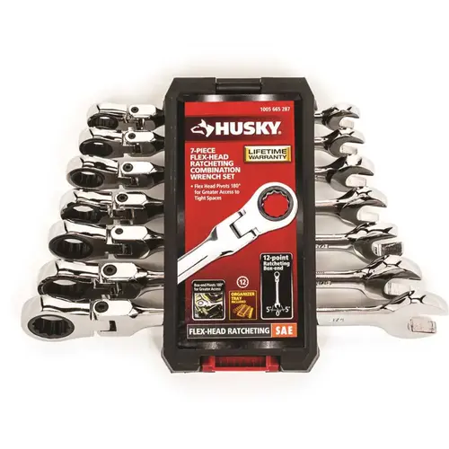 Husky HFRW7PCSAE Flex Ratcheting SAE Combo Wrench