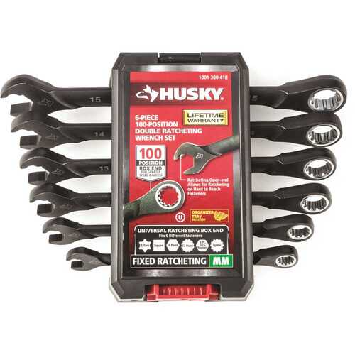 Husky H100DRW6PCMMN 100-Position MM Double Ratcheting Wrench Set