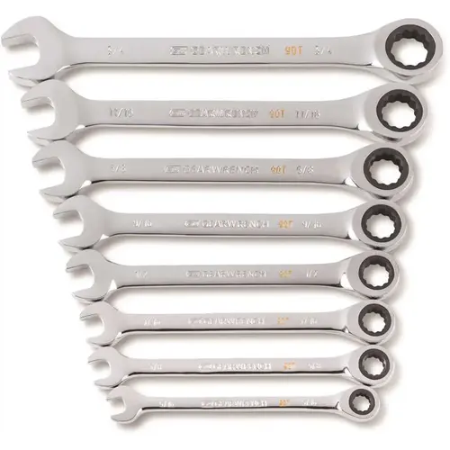 90-Tooth Metric Ratcheting Combination Wrench Set with Tray