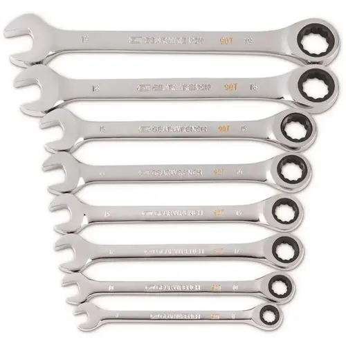 90-Tooth SAE Ratcheting Combination Wrench Set with Tray