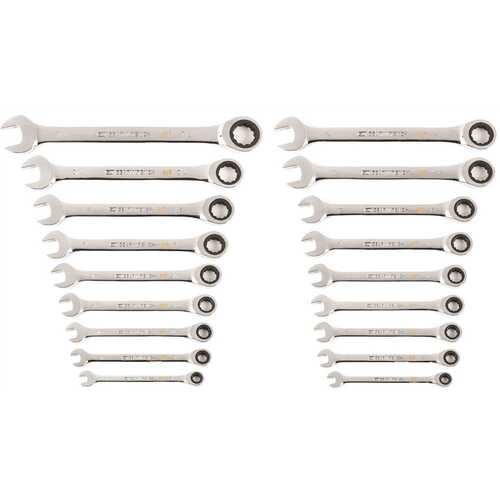 GEARWRENCH 86698 90-Tooth SAE/MM Pro Combination Ratcheting Wrench Set with Tray