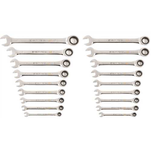 90-Tooth SAE/MM Pro Combination Ratcheting Wrench Set with Tray