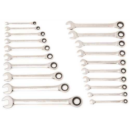 Ratcheting SAE/MM Combination Wrench Set