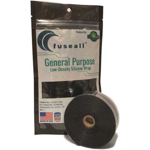 LumAware FW-GP-7-BLK Fuseall Powered by LumAware Wrap Tape 1"x 7' Black General Purpose Self-Fusing Silicone Wrap, Stretch and Seal