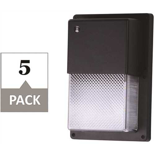 Simply Conserve L15-MWP-40-120-PC-5PK 100- Watt Equivalent Integrated LED Black Dusk to Dawn Wall Pack Light 4000K