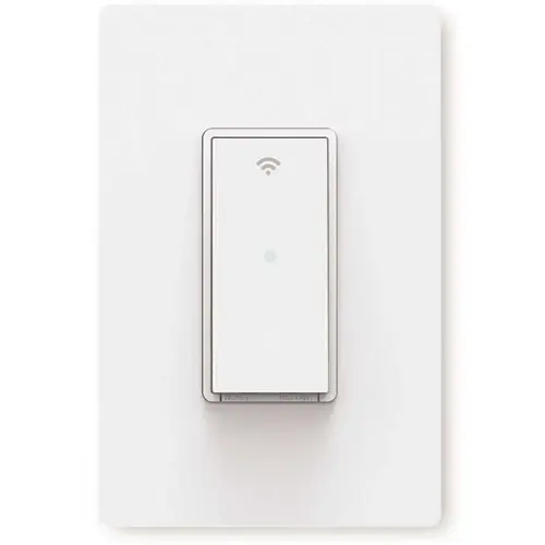 Single-Pole Smart Home Push Button Rocker Light Switch with Wi-Fi, White