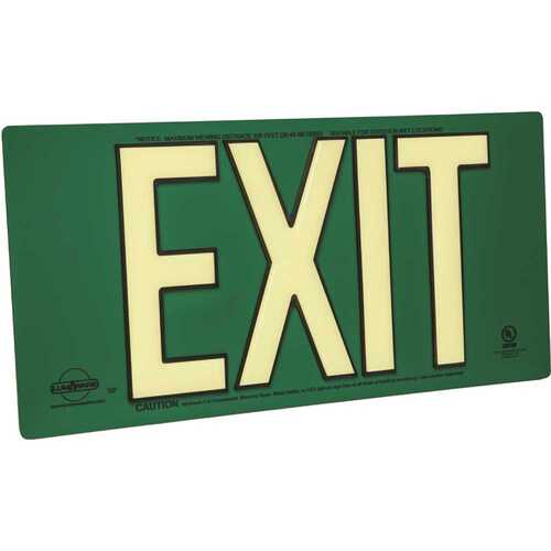 EXIT-GRB-PL-1.3 EXIT-GRB-PL-1.3 LumAware Green Poly-Metal 50' Visibility 1.3 fc Rated Energy-Free Photoluminescent UL924 Emergency Exit Sign