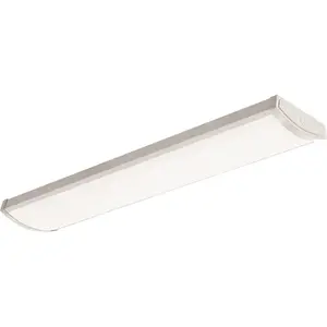 Contractor Select 4 ft. 5000 Lumens Integrated LED Dimmable White Wraparound Light Fixture, 4000K Contractor Select 4 ft. 5000 Lumens Integrated LED Dimmable White Wraparound Light Fixture, 4000K